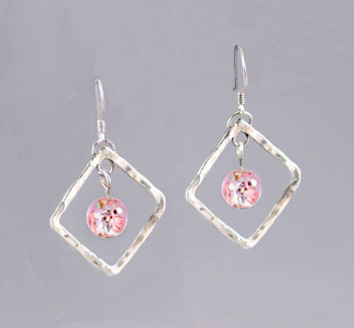 Pink Diamond Bead Earrings