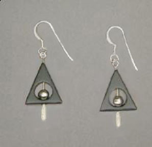 Hematite Triangle Earrings
